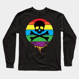 Skull and Bones Rainbow Sunset Long Sleeve T-Shirt